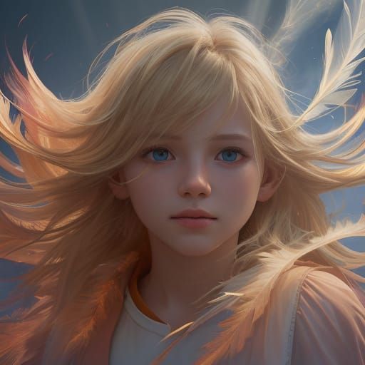 Child Levitation in Bioluminescent Mist: Digital Art