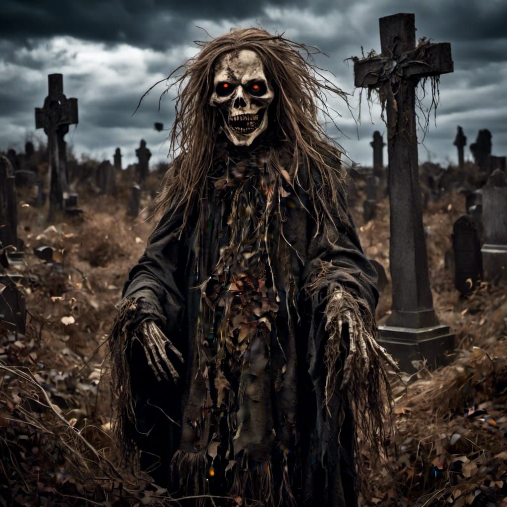 Sinister Scarecrow Portrait in Horror Style