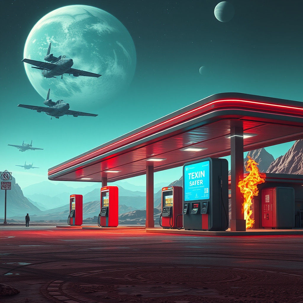 Gas Station Fire on Alien Planet in Unreal Engine