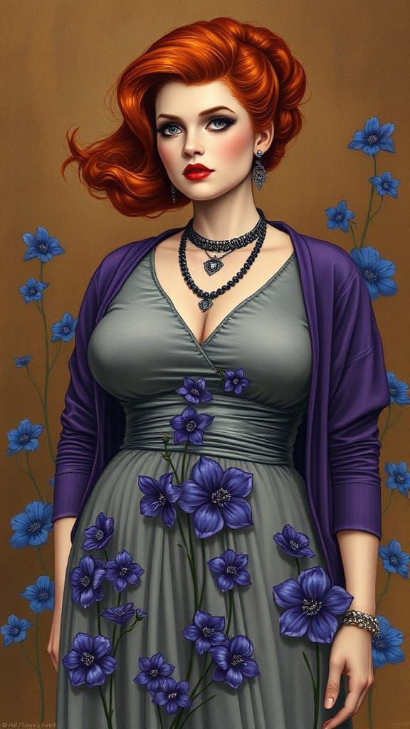 Surreal Plus-Size Fashion Diva in Purple Regalia