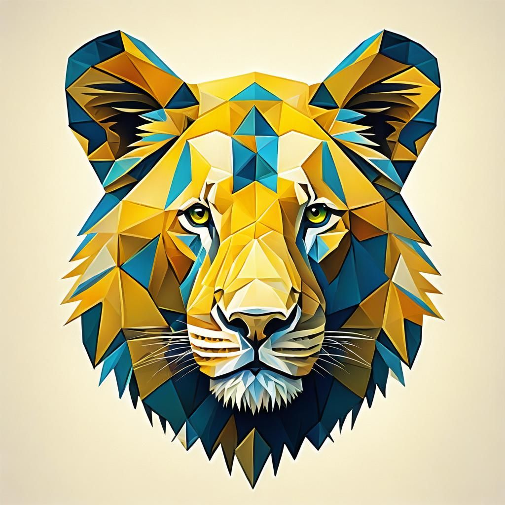 Geometric Cubism Animal in Yellow