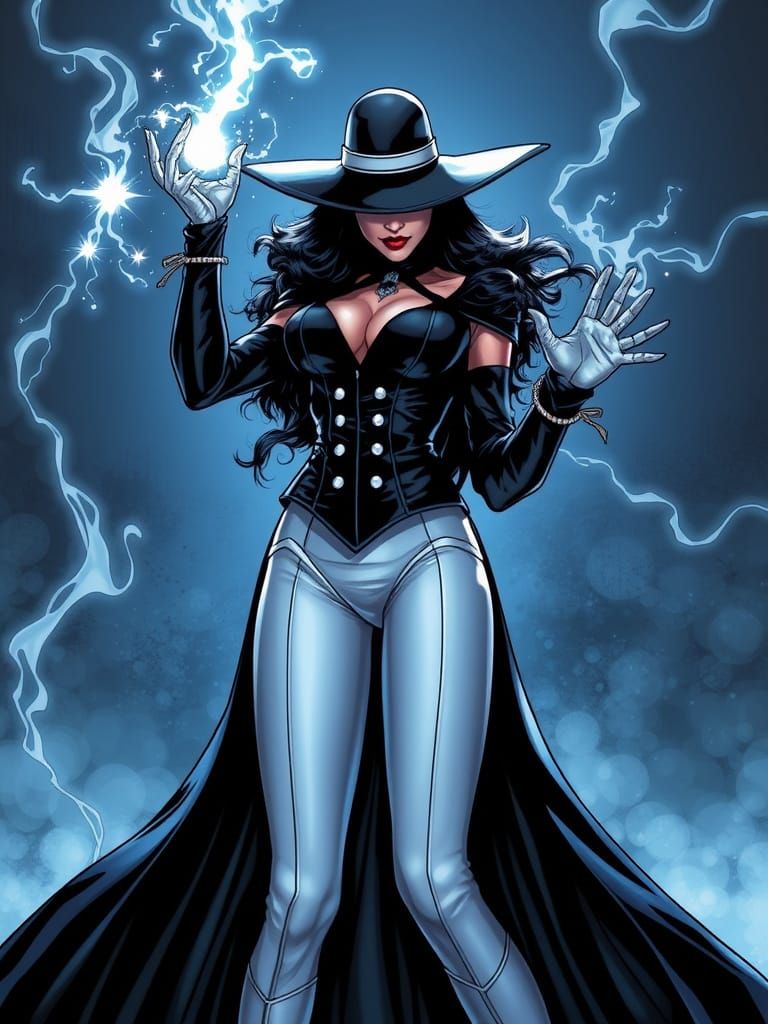 Zatanna Casting a Spell in Comic Book Style