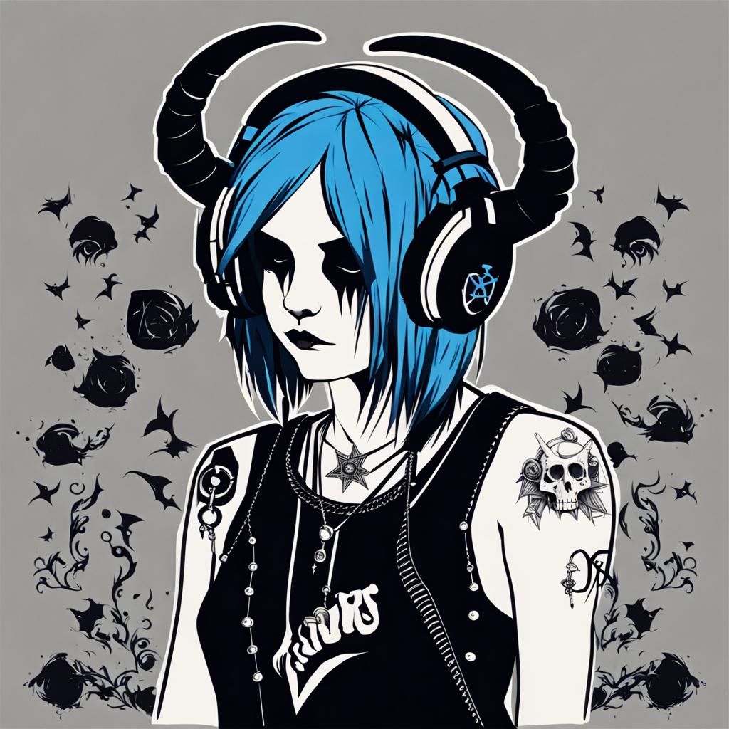 Gothic Emo Metalhead with Taurus Horns