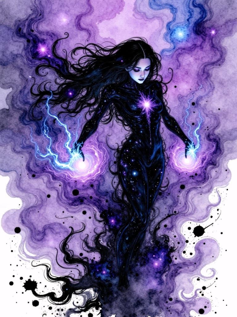 Ethereal Witch of Ink and Stars