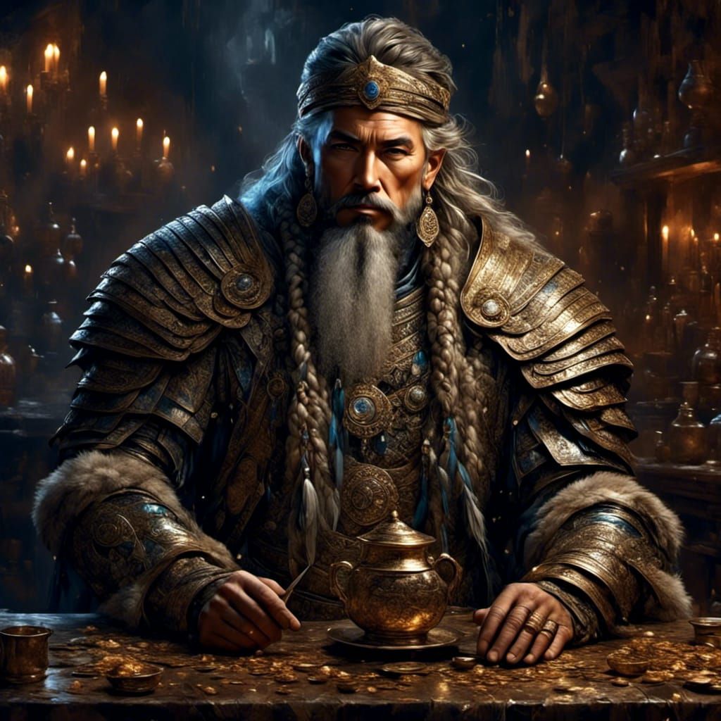 Fierce Dwarf Warrior Portrait in Ink and Watercolour