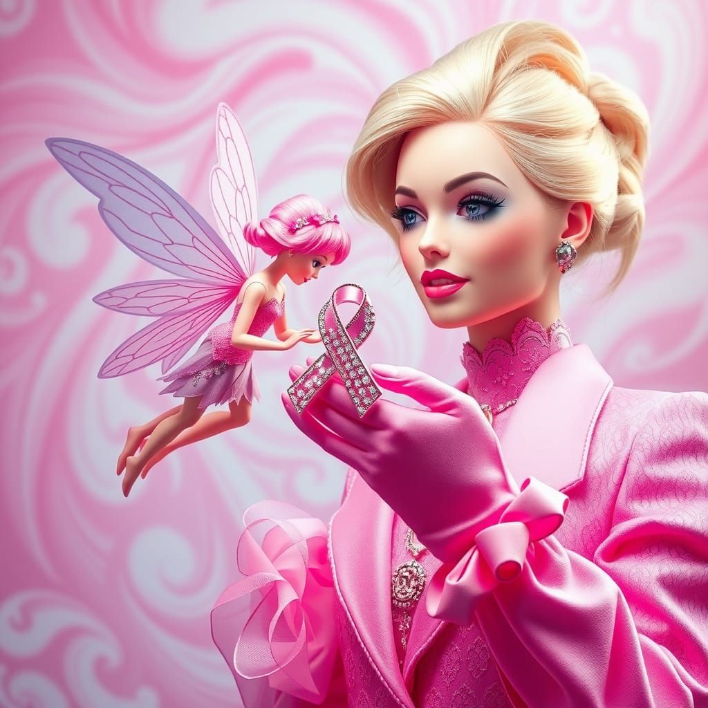 Fairy Delivers Breast Cancer Awareness Ribbon in Pink
