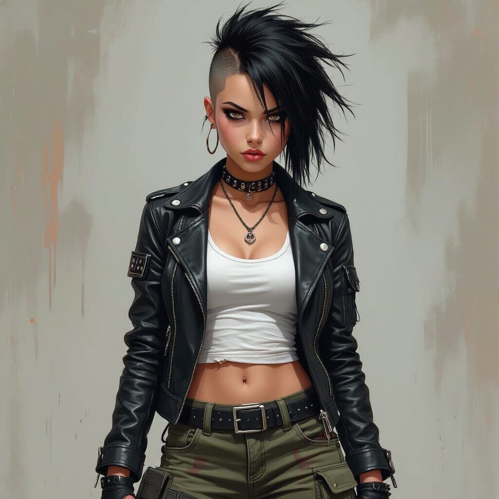 Punk Rock Girl with Attitude in Gritty Style