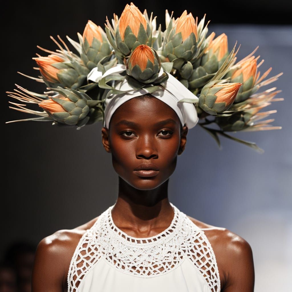 Runway Models Wear Exotic Protea-Inspired Gowns