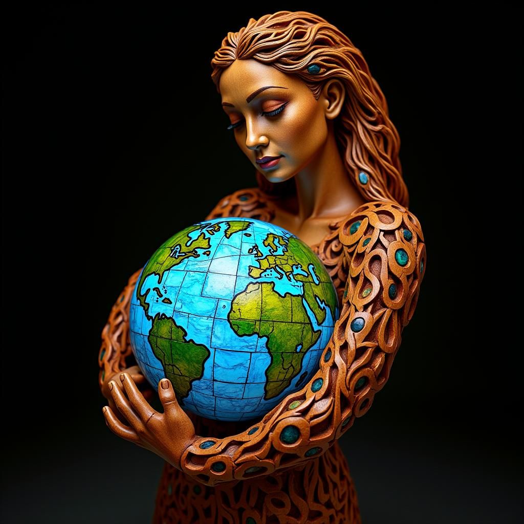 Mother Earth Sculpture in Stained Glass