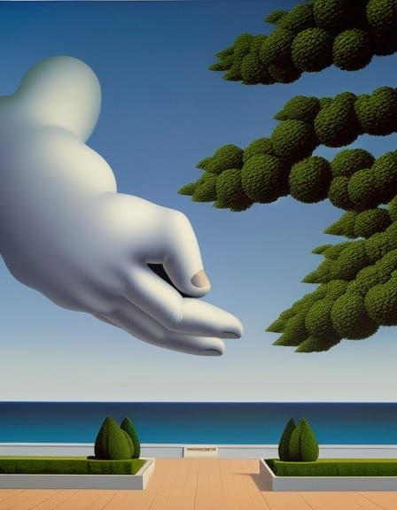 Giant Hands Pick Up Life Bar: Surreal Fantasy