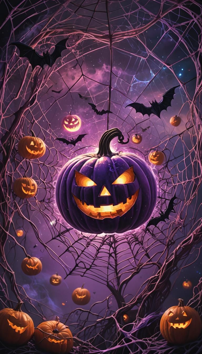 Psychedelic Jack-o-Lantern in Astral Cosmic Illustration