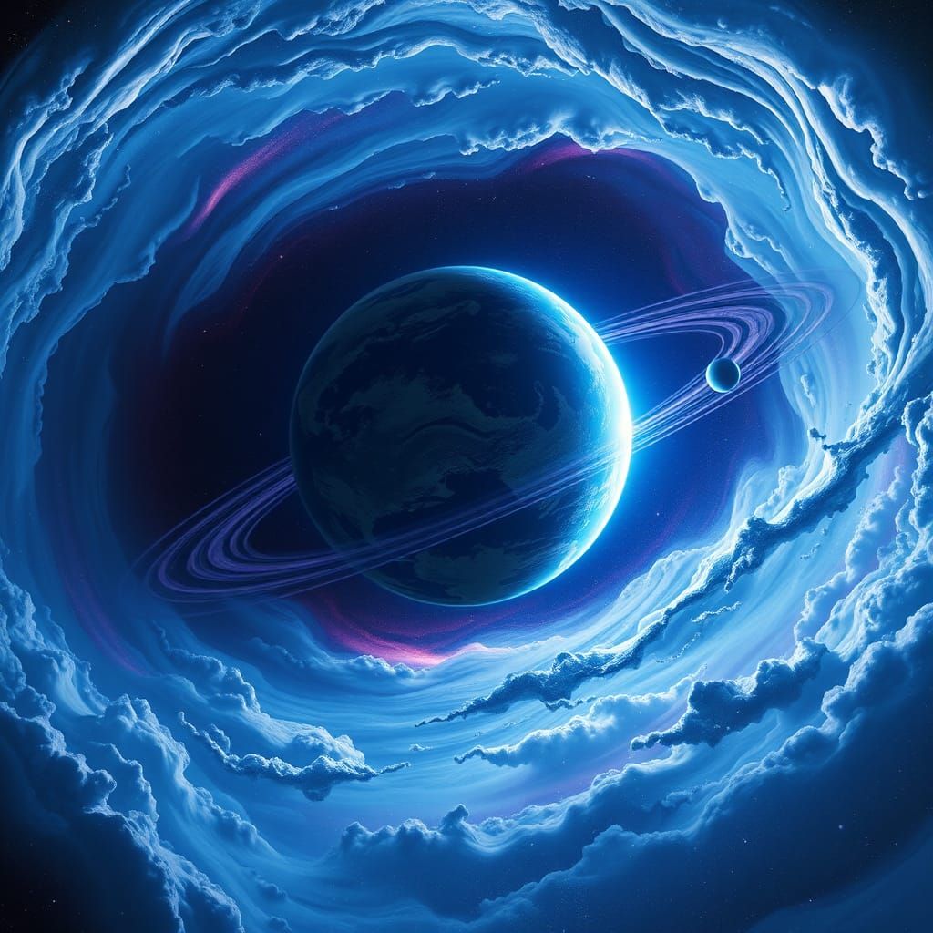 Exoplanet System in Surreal Sci-Fi Style