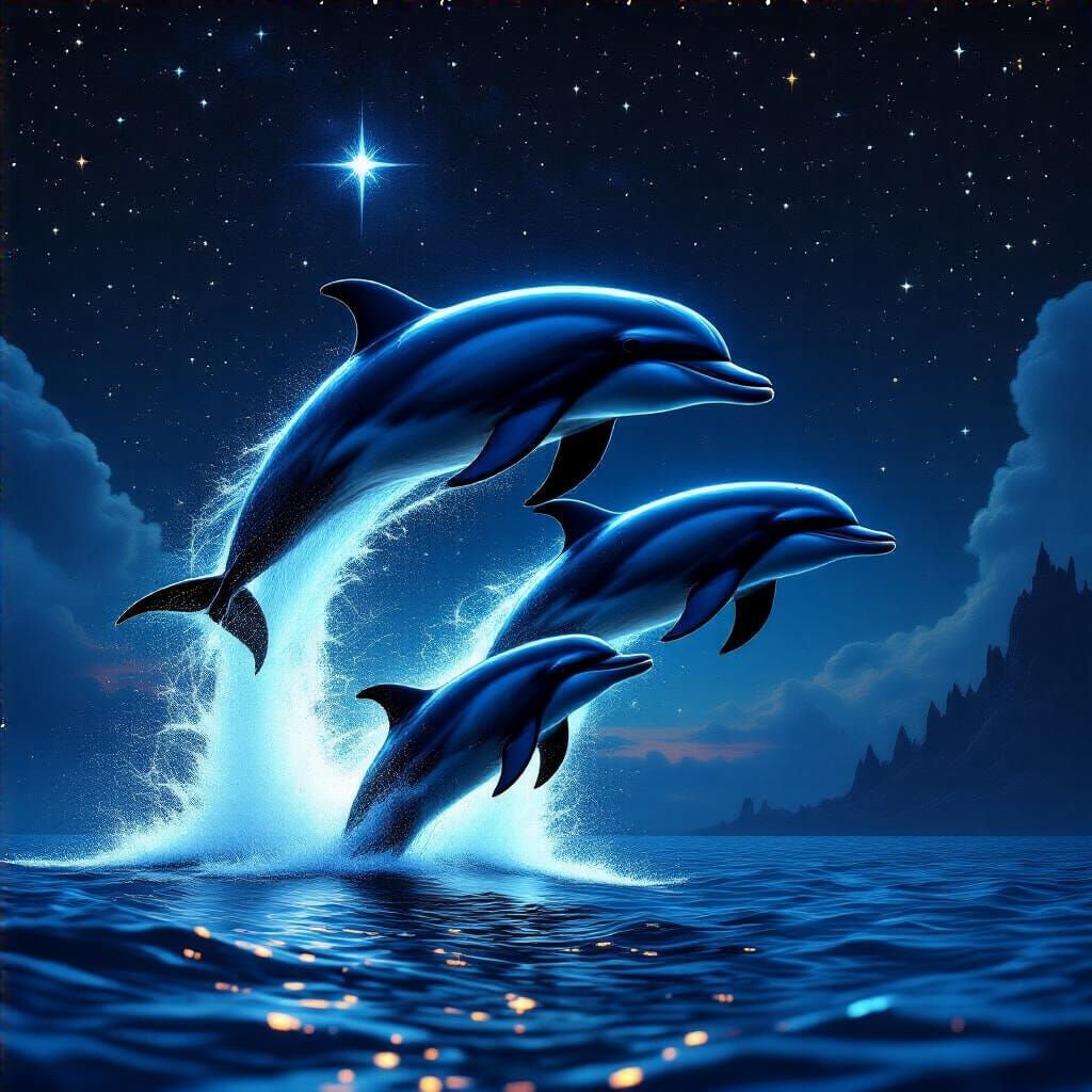Dolphins Leap to Stars in Phosphorescent Display