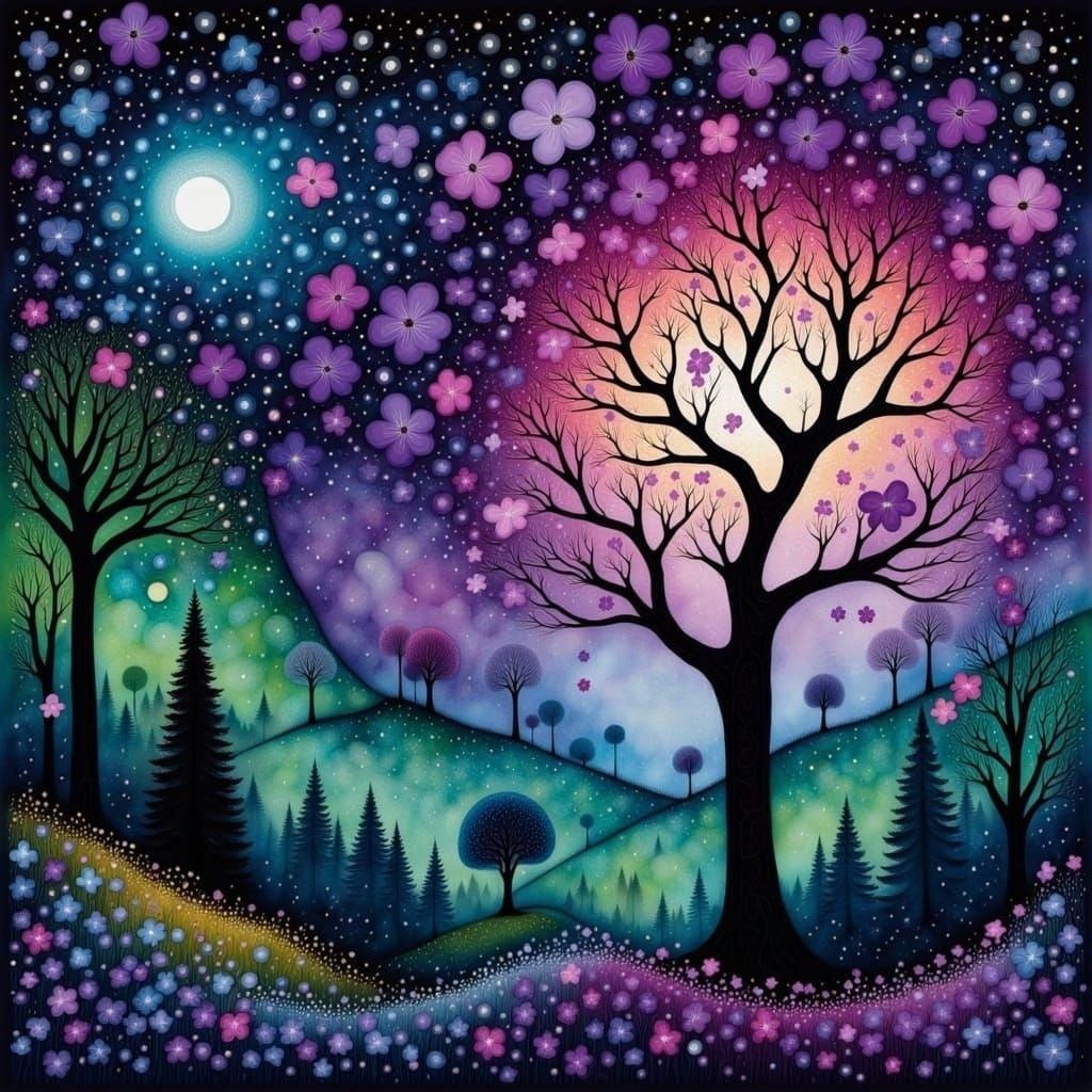 Dream Forest with Liquid Ink Effects