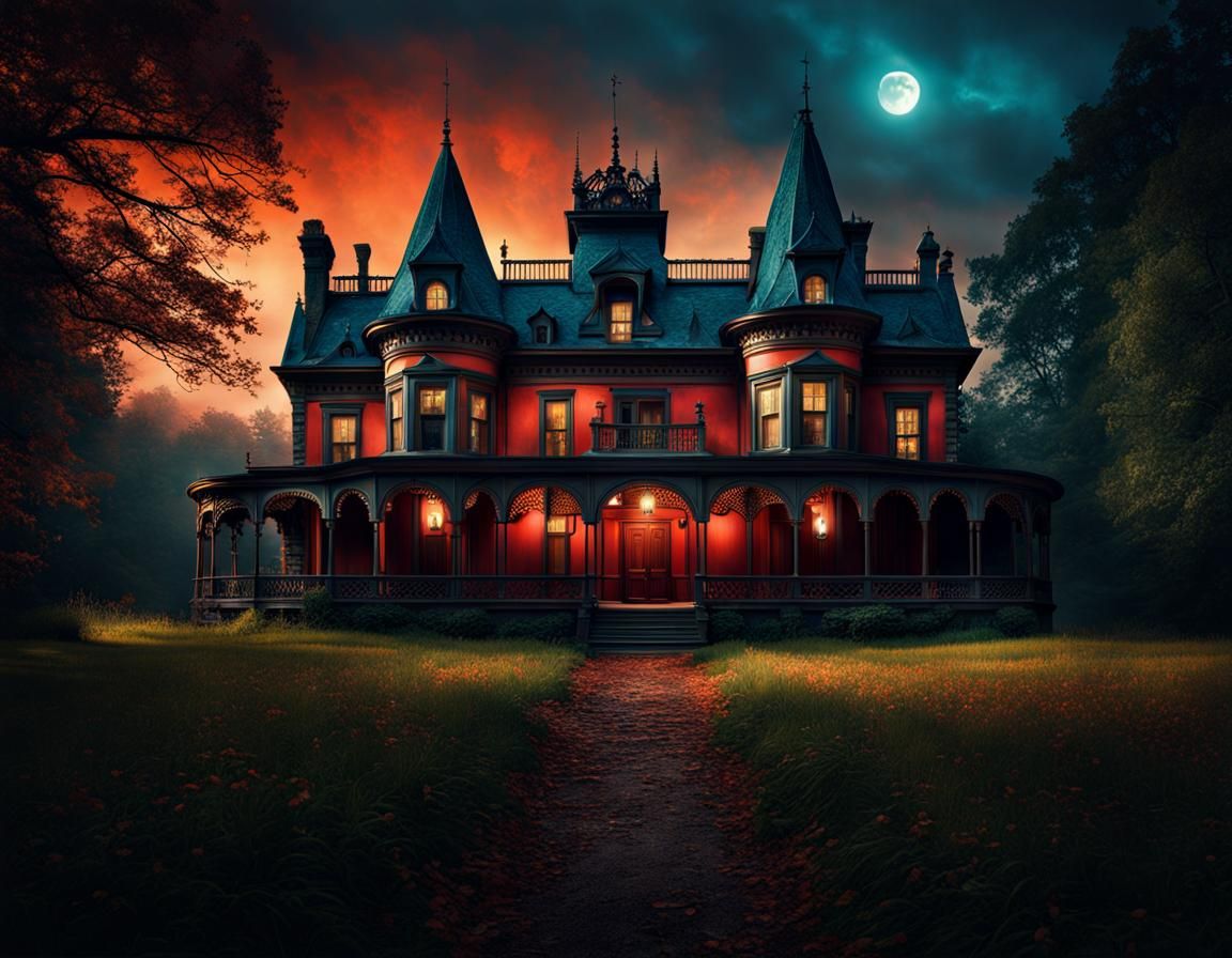 Hyperrealistic Haunted Manor Inspired by Hitchcock