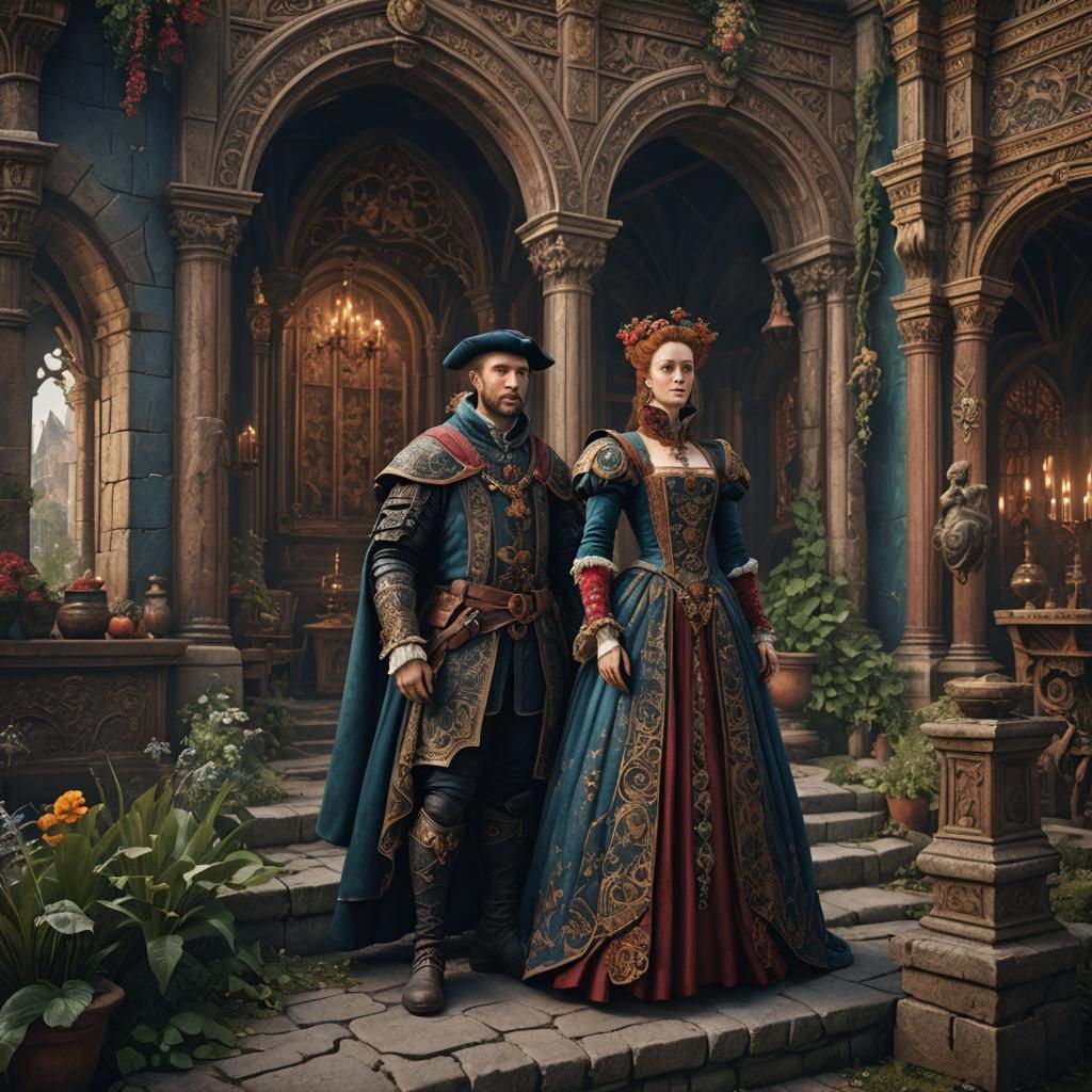 16th Century Couple in Detailed Matte Painting