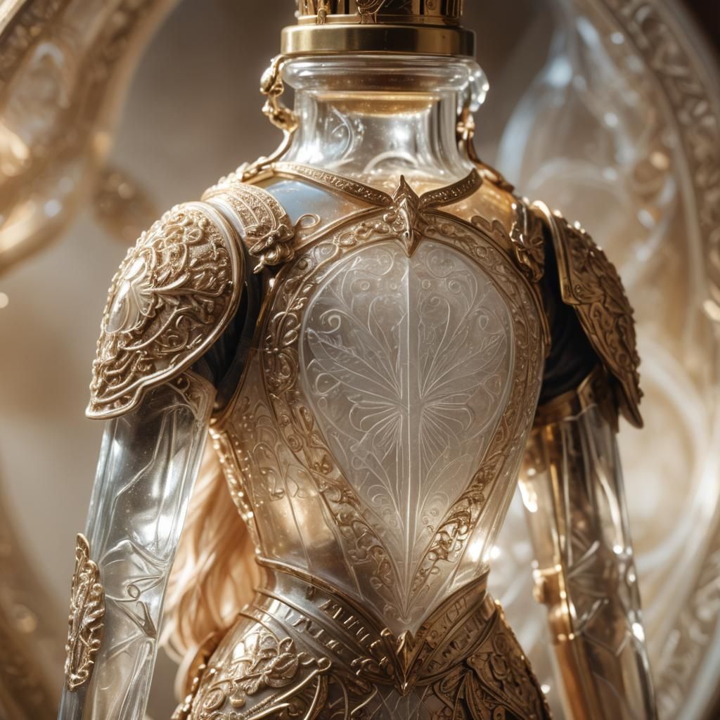 Heroic Soldier Holds Alchemical Bottle in Magical Realism