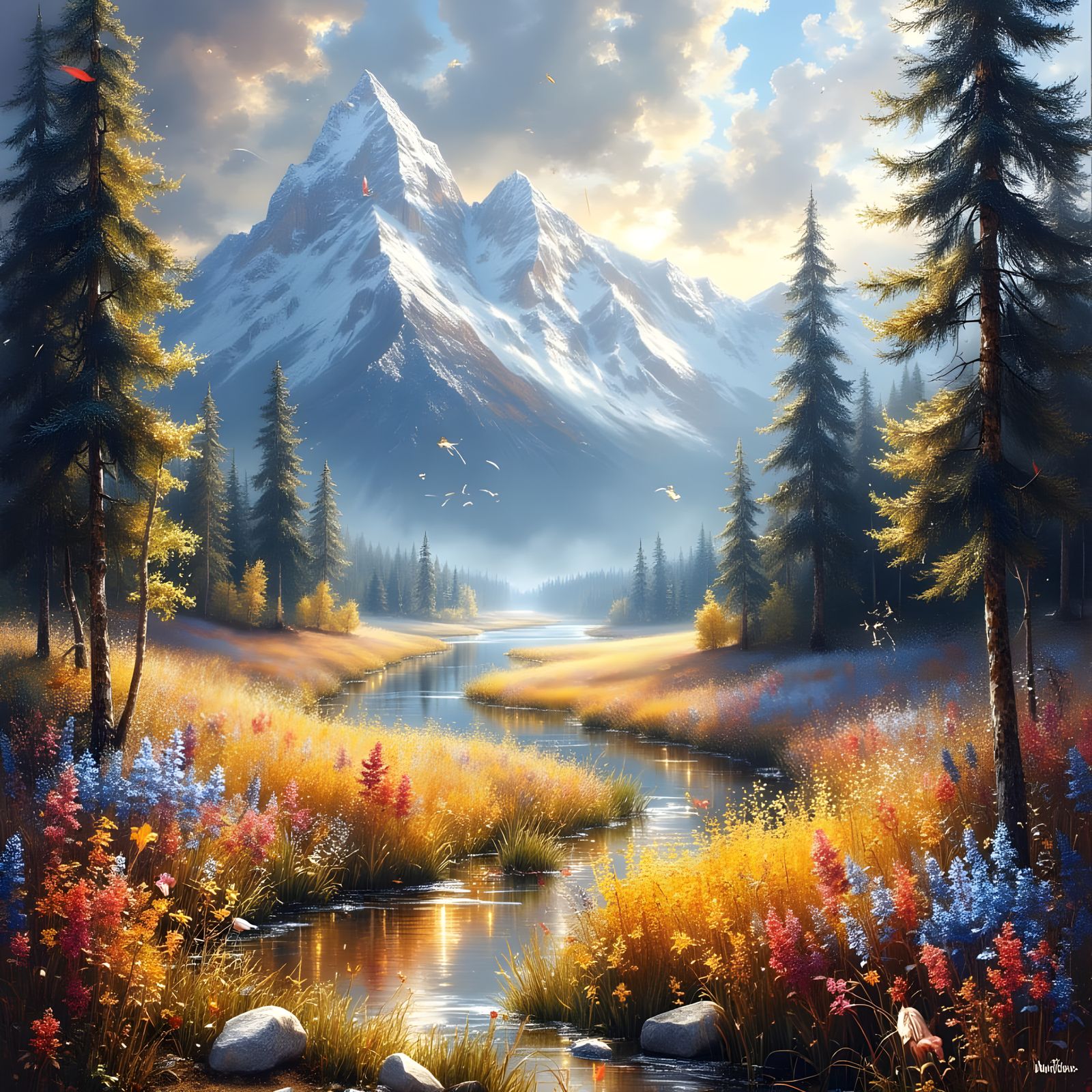 Vibrant World Transformation: Blooming Plains and Majestic M...