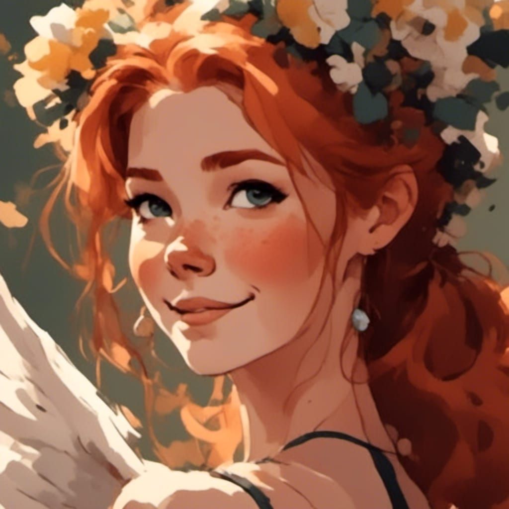 Fox-girl Vixen with flowers in her hair.