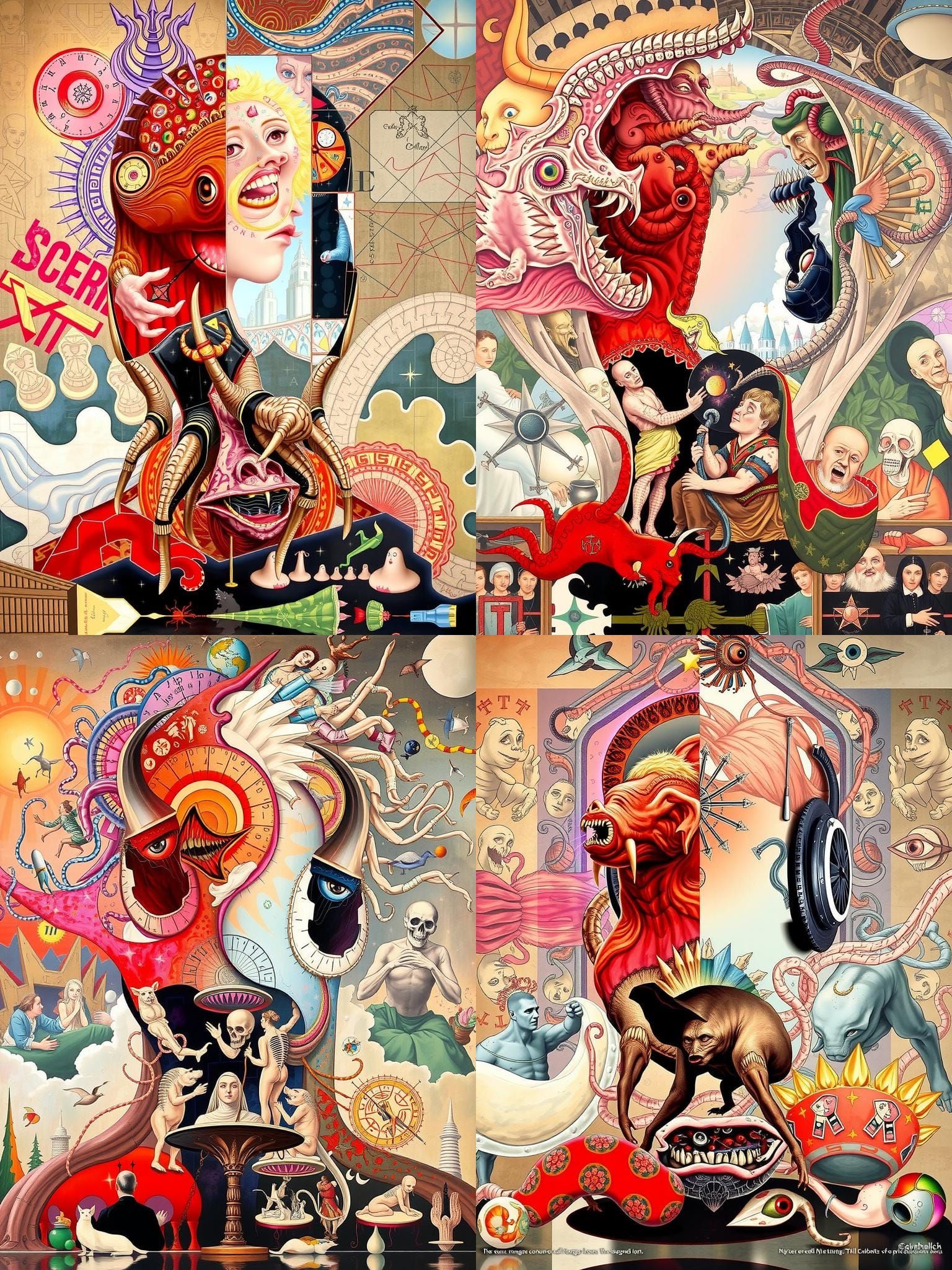 Posthuman Figures in a Dada-Inspired Art Style