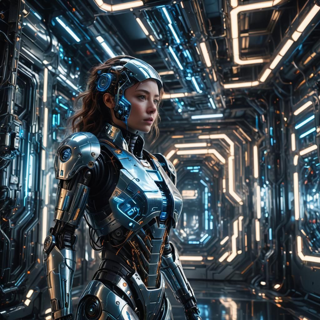 Robotic Goddess in Metallic Realm