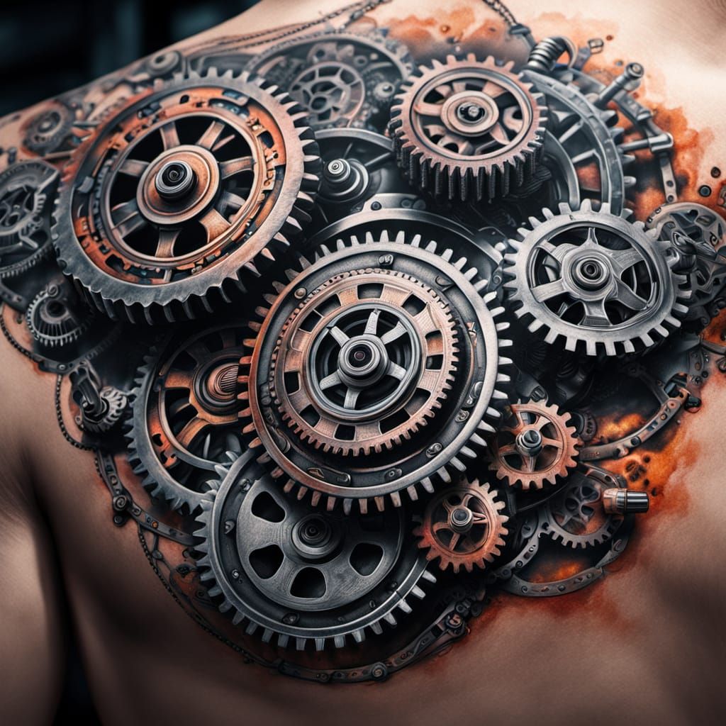 Machine Tattoo: Hyper-Realistic 4K Digital Art
