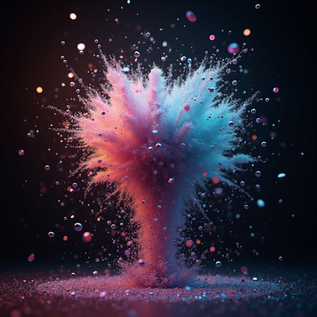 Vibrant Dreamlike Fantasy Explosion of Iridescent Clown Frag...