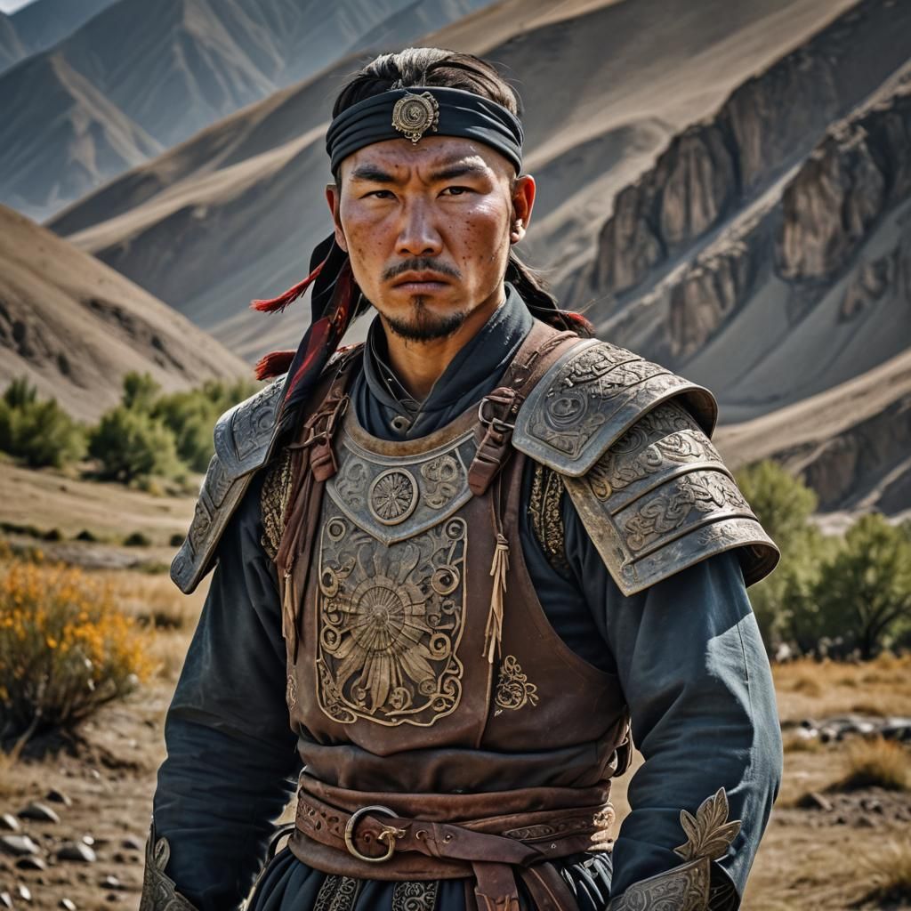Kyrgyz Warrior Portrait in Hyperrealistic Style
