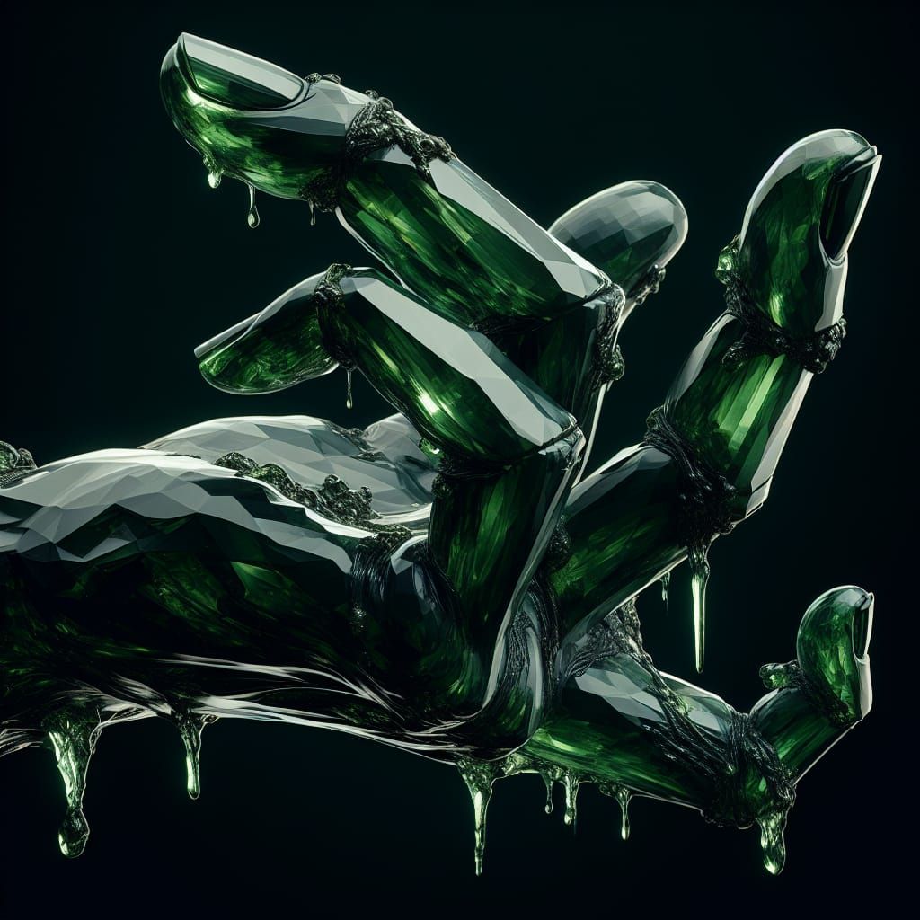 Gnarled Green Crystal Hand in Sinister Digital Art