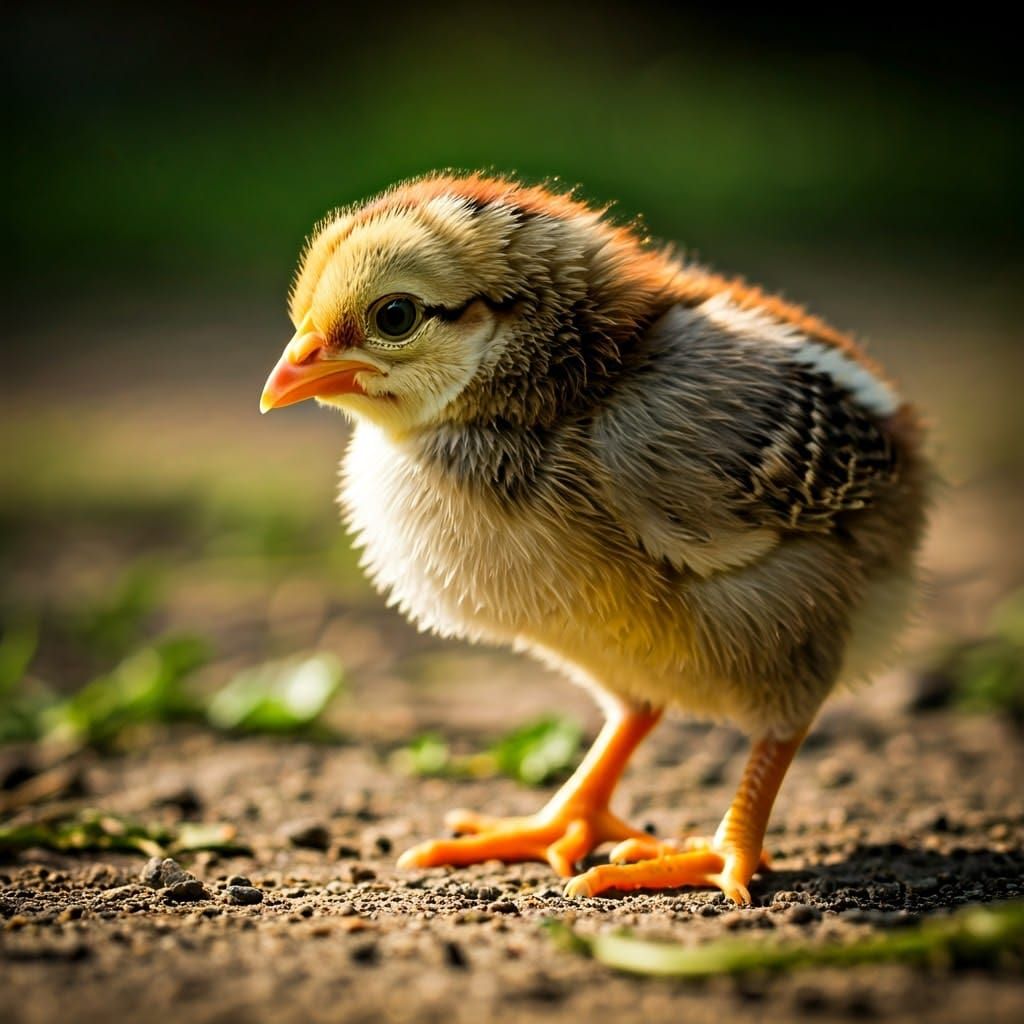 Adorable Baby Chicken in Rustic Farm Setting