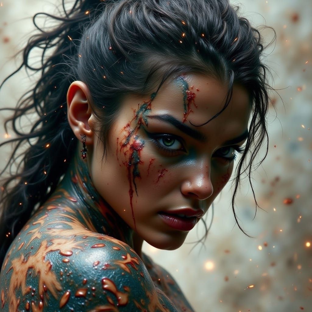 Dark Fantasy Warrior with Fierce Determination