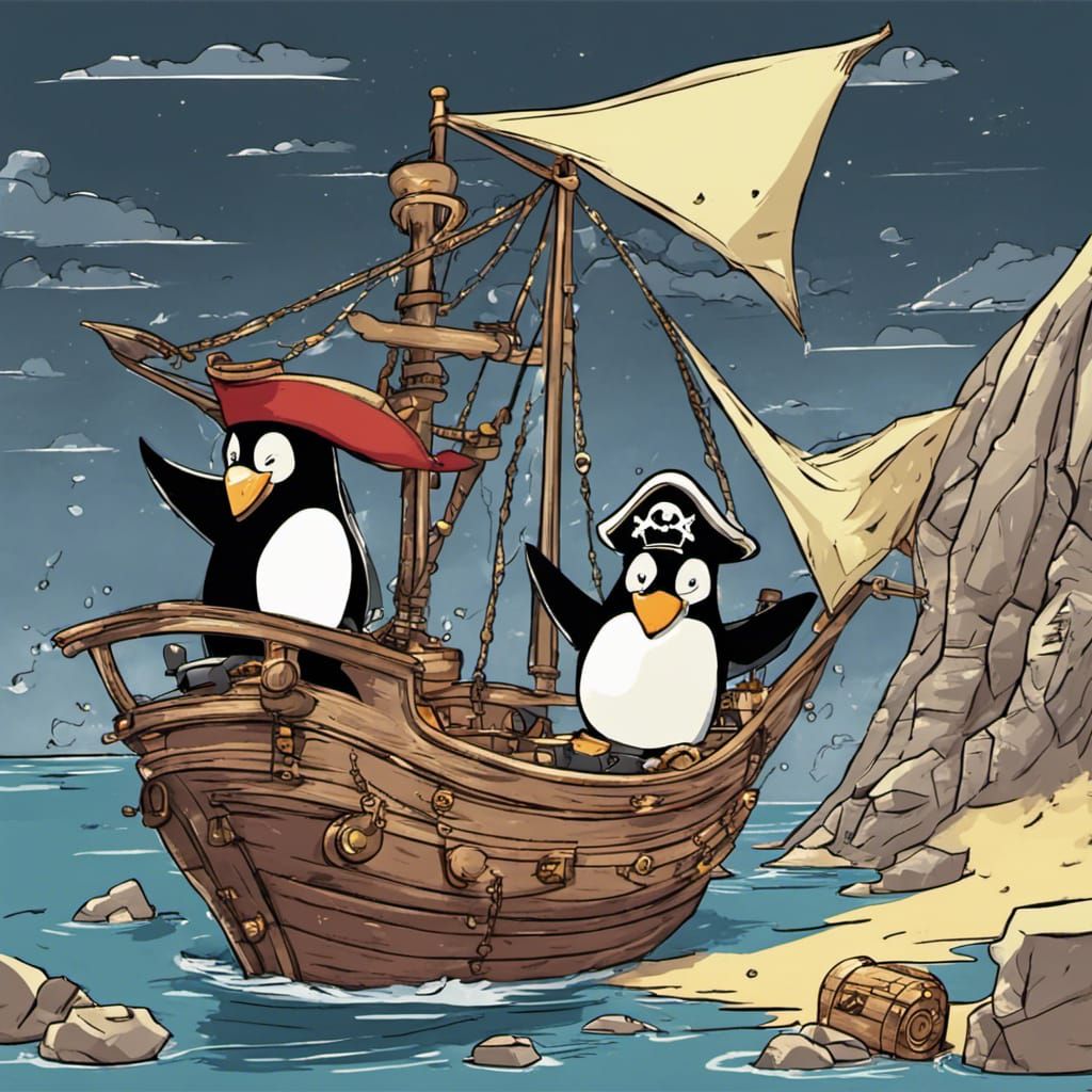Penguin Pirate's Quest for Gold on the High Seas