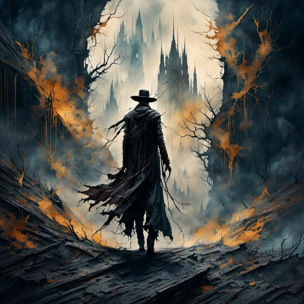 Masked Gunslinger in Detailed Matte Painting