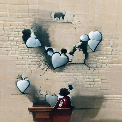 Banksy Style Graffiti Heart Art