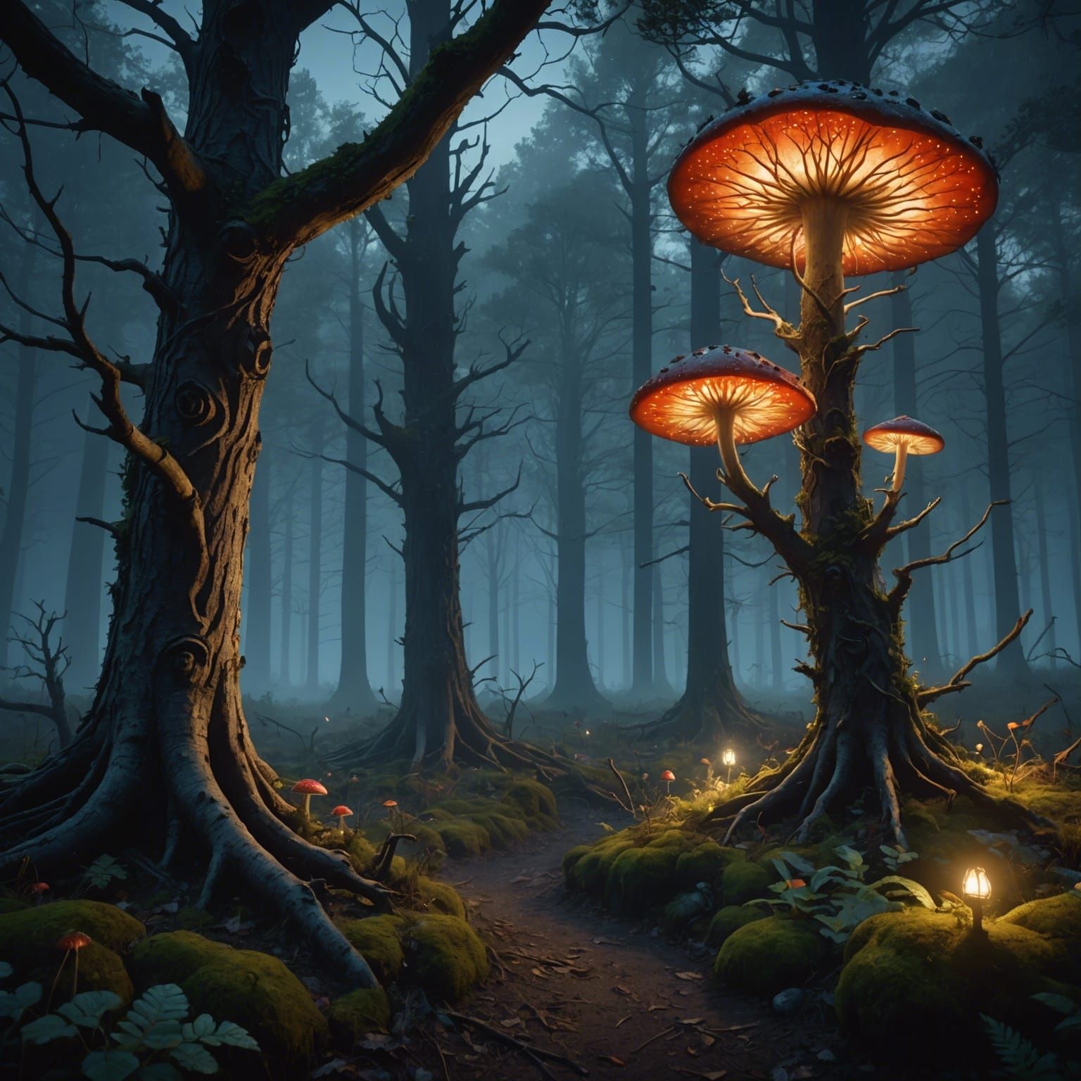 Enchanted Forest: Midnight Moon and Magic Mushrooms