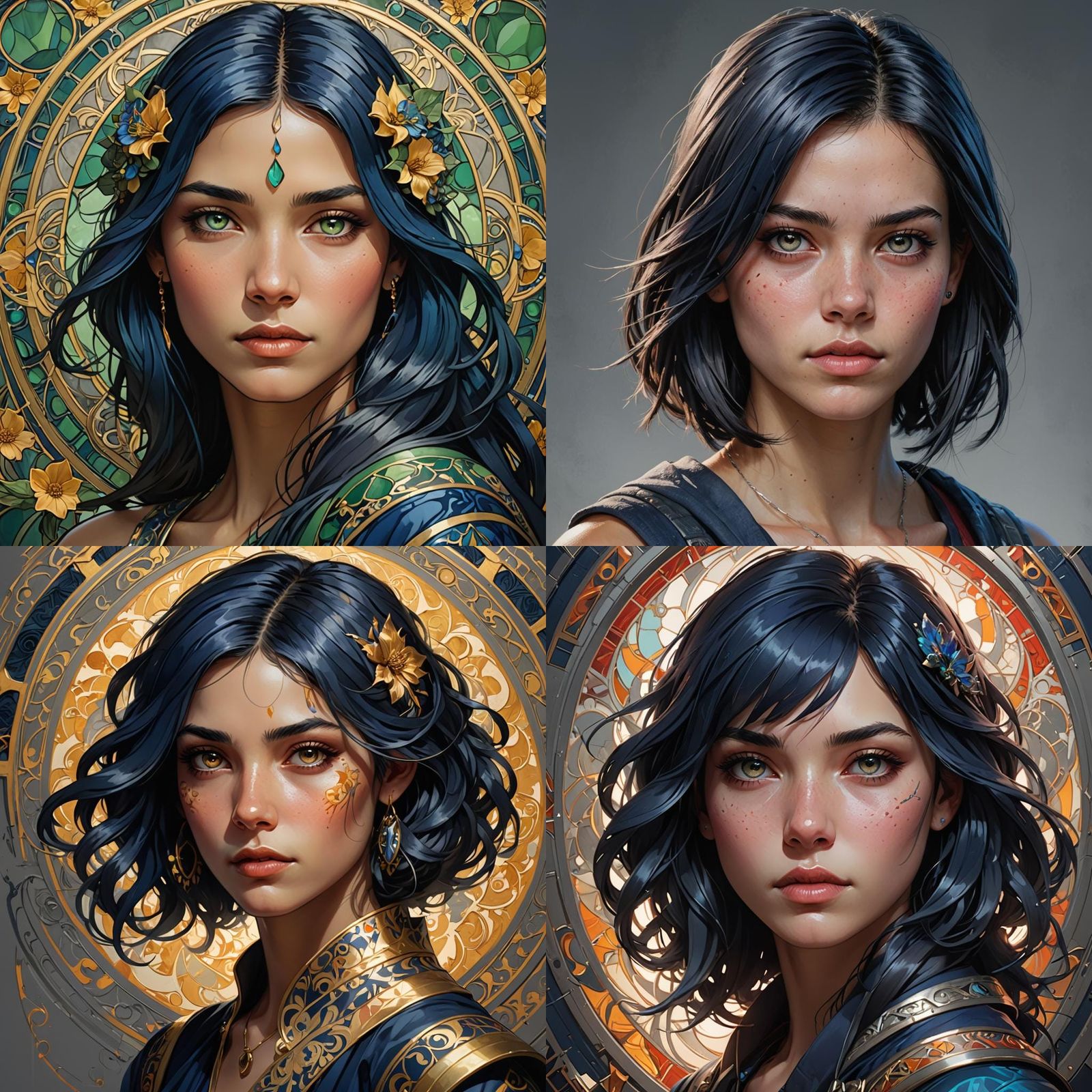 Hyperdetailed Portrait of a Girl with Navy Hair