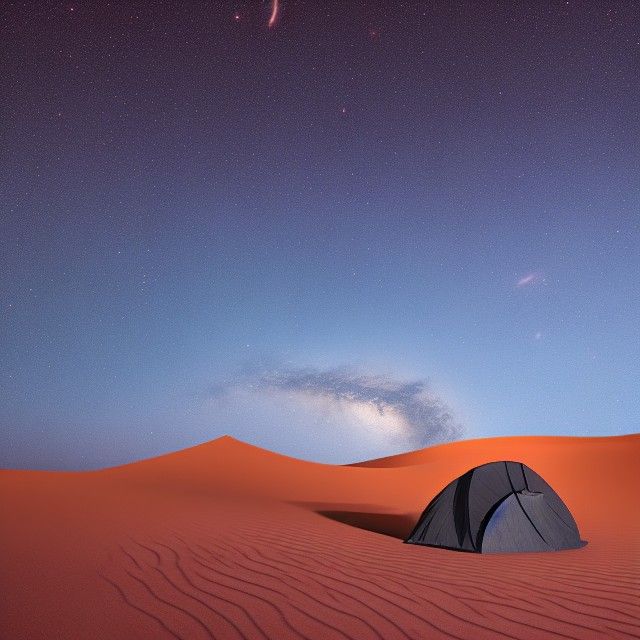Desert Nomad Camp Under Starry Nebula