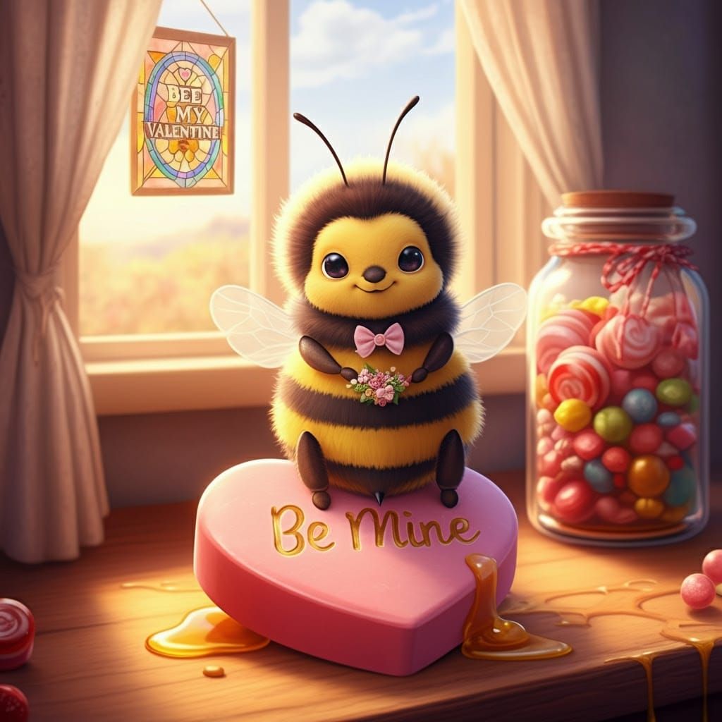 Chubby Bumblebee in Love with Valentine's Day