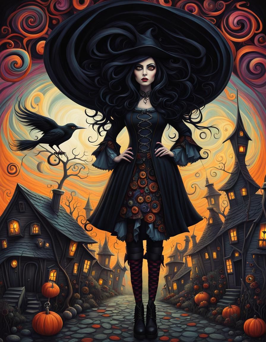 Gothic Witch Portrait in Dark Fantasy Style