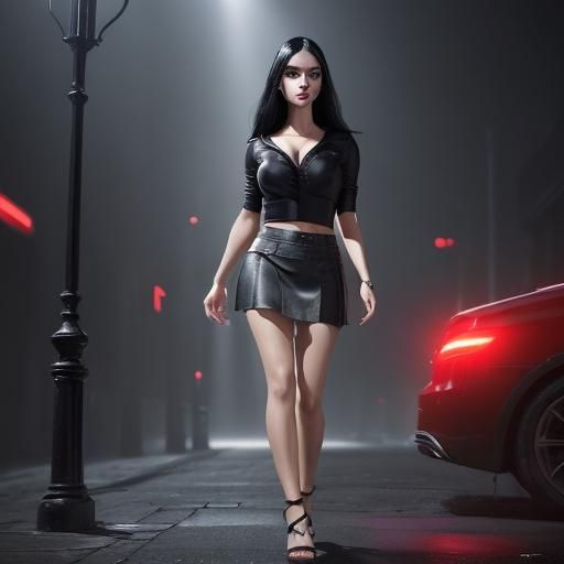 Spectacular Woman with Red Eyes in Splash Art Style