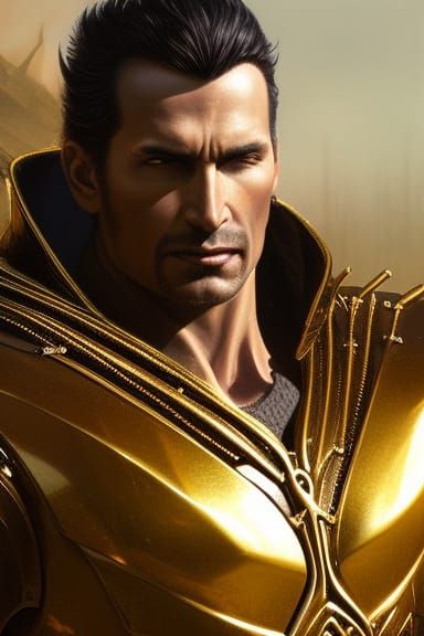 Vampire Warrior Portrait in Iridescent Armor