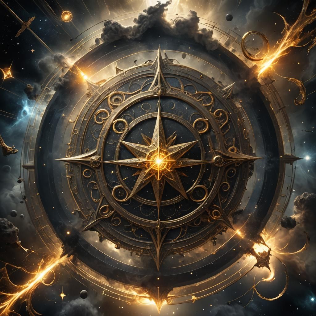 Black Star Radiating Energy in Dark Fantasy Style