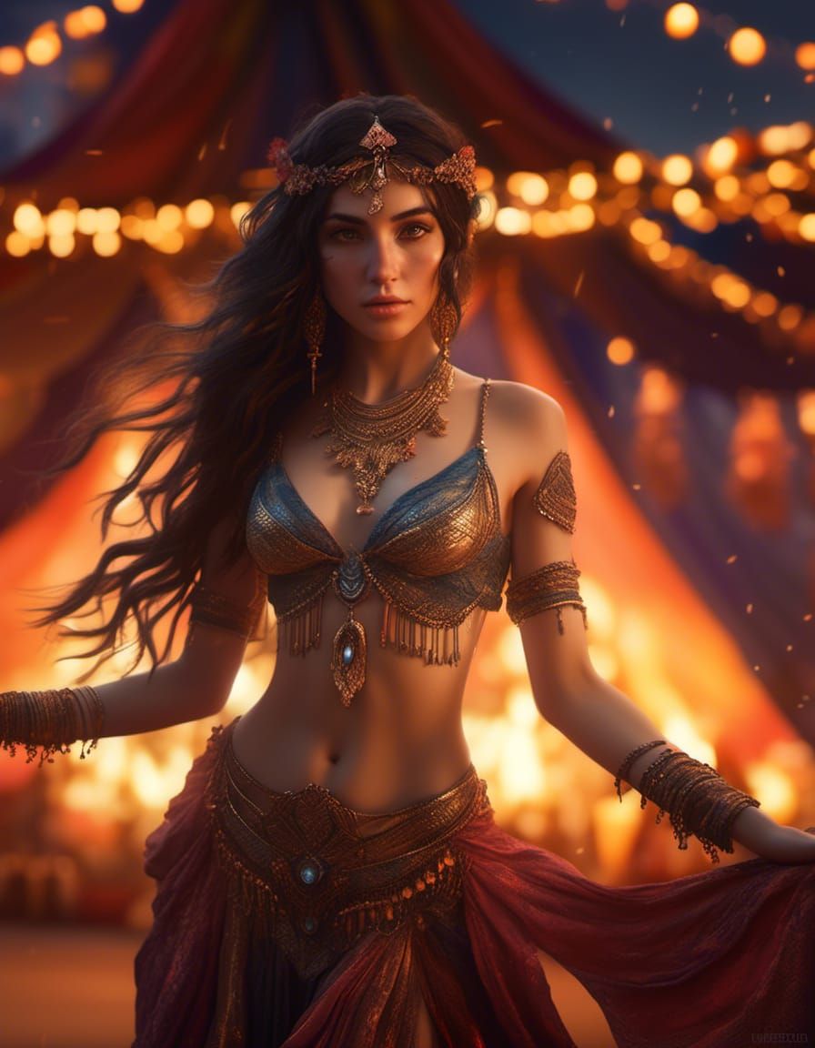 Young Maiden Belly Dancer in Hyperreal Style