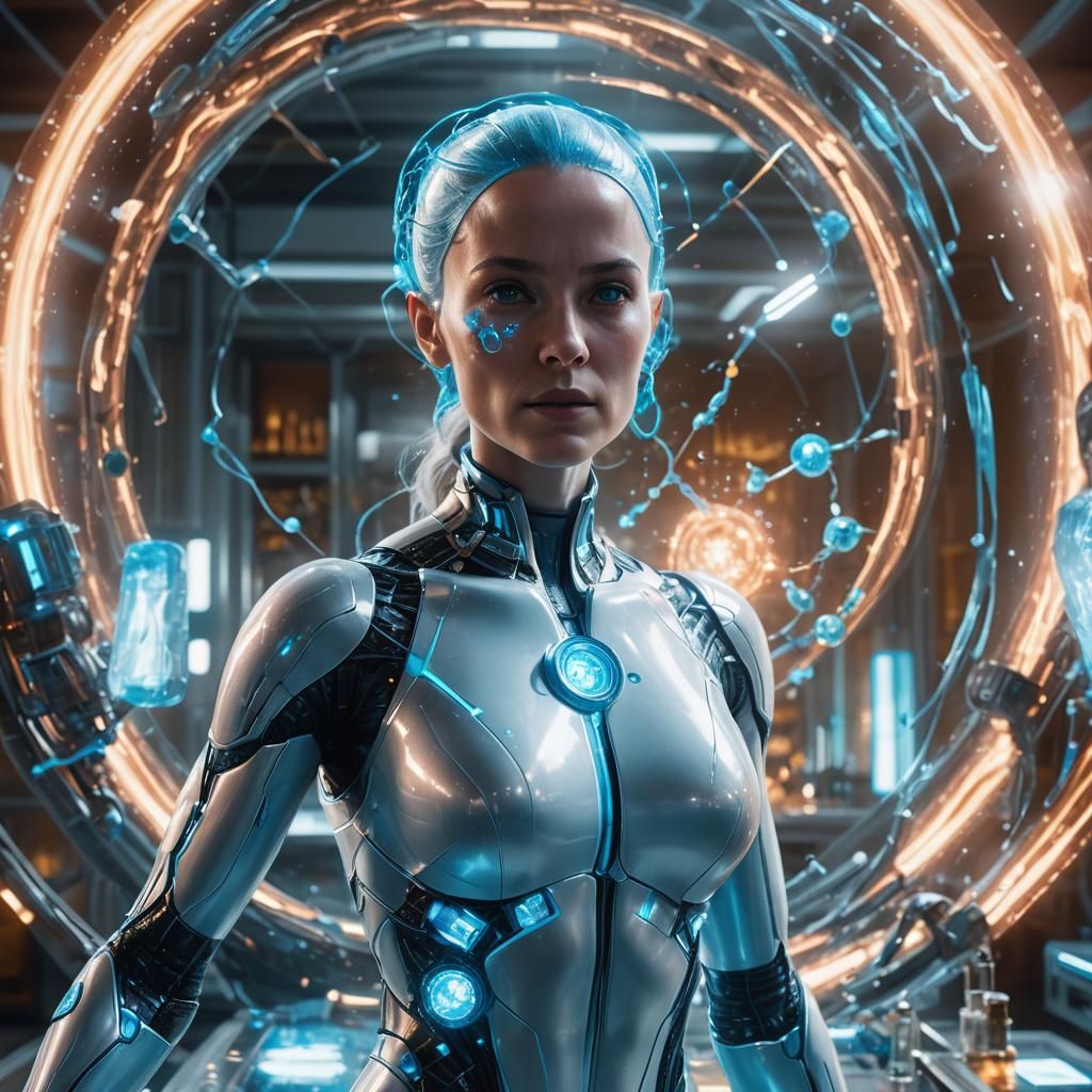 Female Dr. Manhattan in Hyperrealistic Digital Portrait