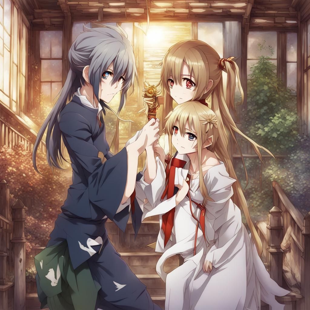 Anime Girl with Long Hair in Manga Style