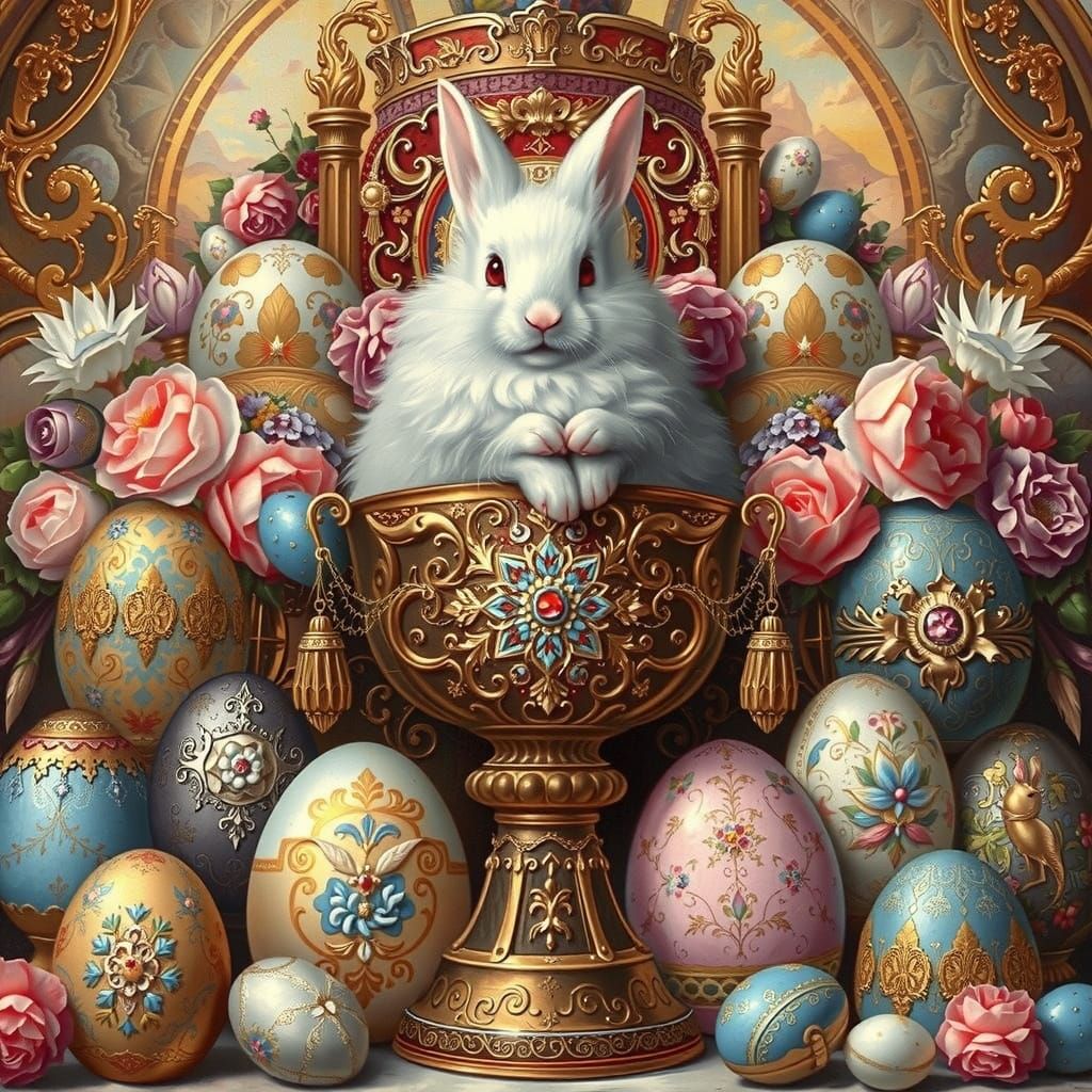 Whimsical Easter Still Life in Baroque Style