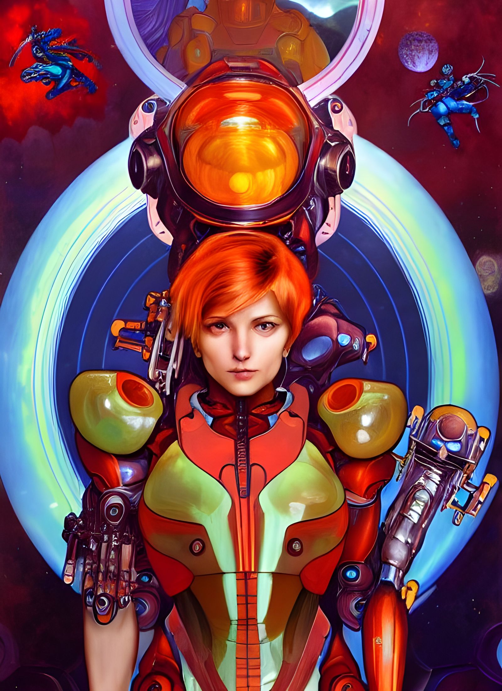 Samus Aran Portrait in Art Nouveau Style