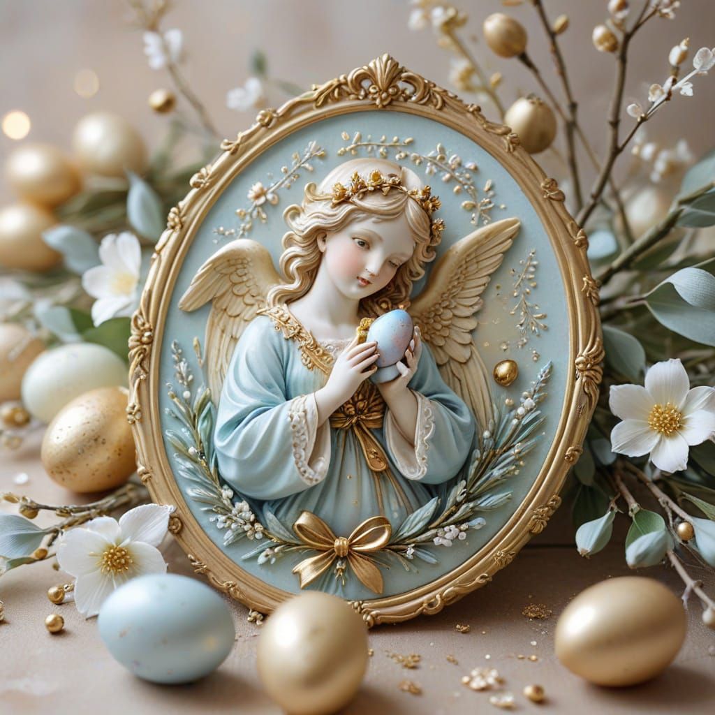 Elegant Easter Angel Watercolor Sketch