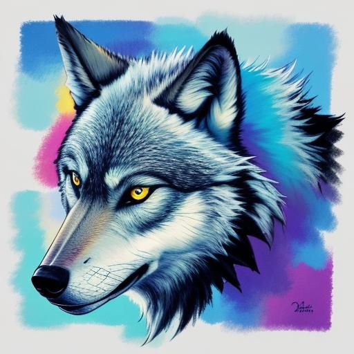 Abstract Wolf in Sweden with Complementary Colors