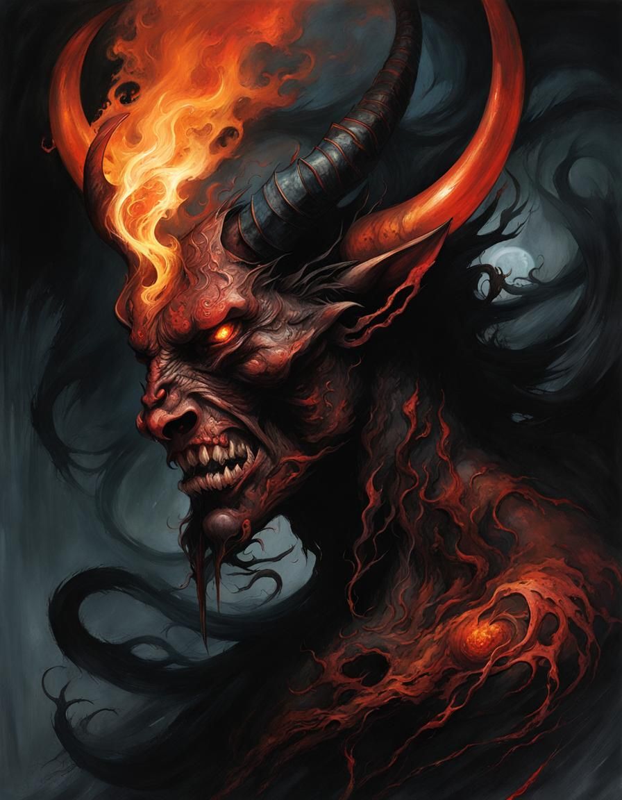 Fire Demon in Dark Fantasy Art Style